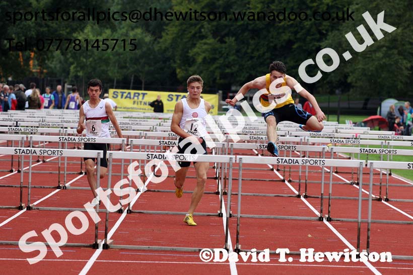 Mens and Boys hurdles at the Northern Inter-Counties under-17s and 15s at Witton Park, Blackburn. Photo: David T. Hewitson/Sports for All Pics